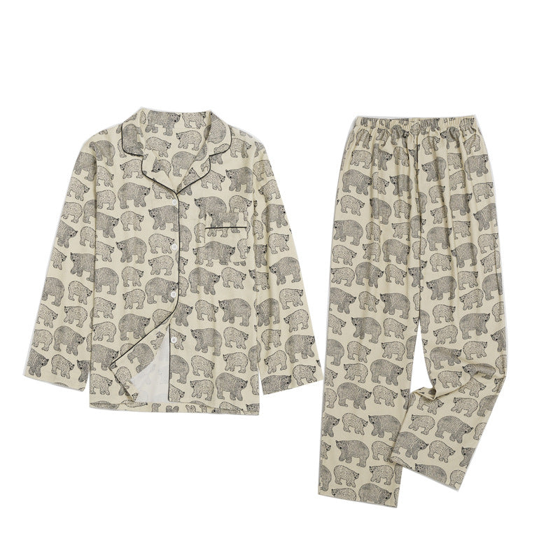 Polar Ours imprimé chaud brossé Flannel Pure Cotton Couple Maison Porter la combinaison