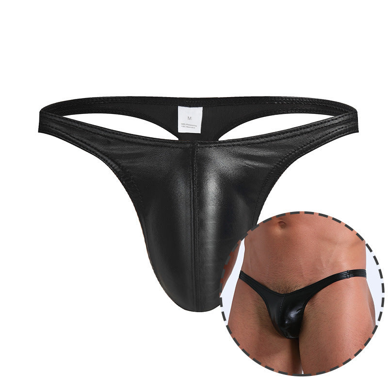 Sous-vêtements pour hommes sexy Couleur solide Imitation en T brillant