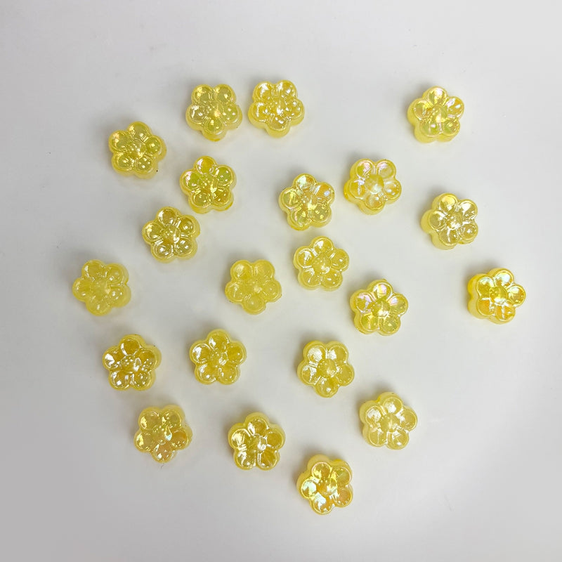 Mini perles de fleurs en acrylique 5-Petal avec paillettes d'or fin