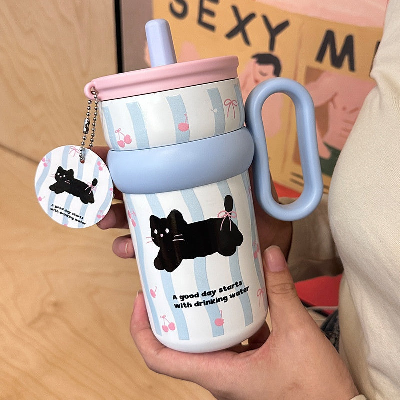 Mug mignon tasse de bureau Hautement élégant coupe de paille en acier inoxydable bouteille de maintien à froid