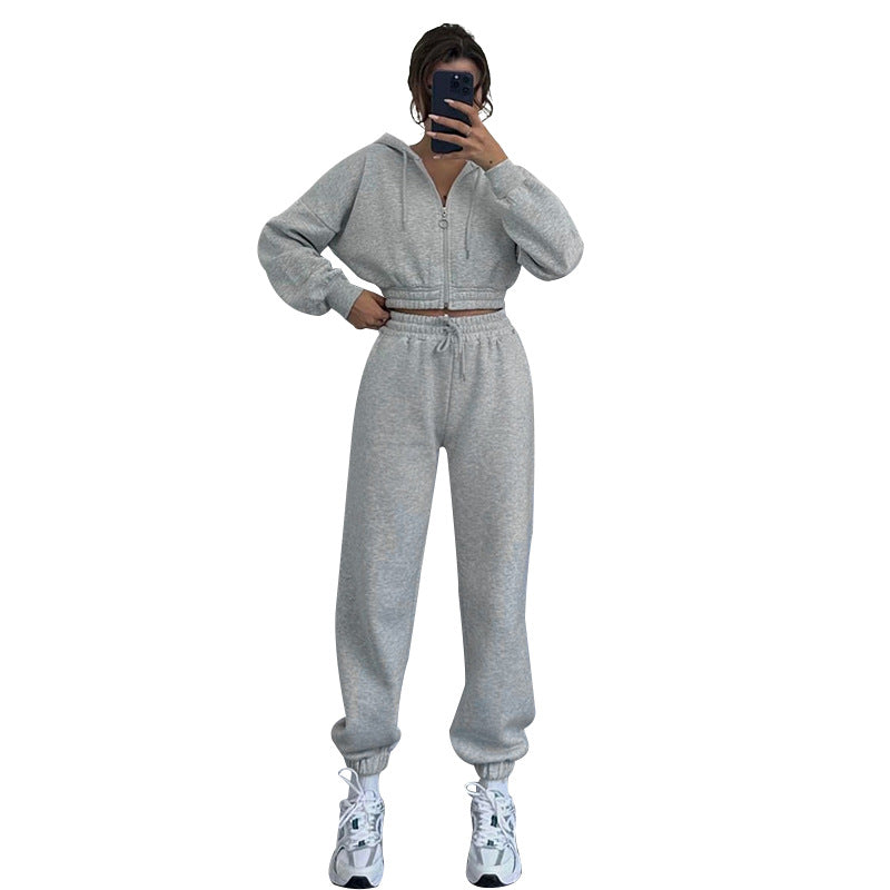 Ensemble de sweat-shirt femme à capuche zippée