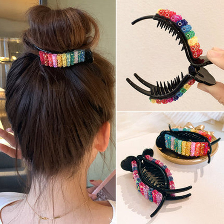Fille Skittles Barrettes Dos Tête Grip Bun bande de cheveux Mignon Internet Influenceur épingle à cheveux
