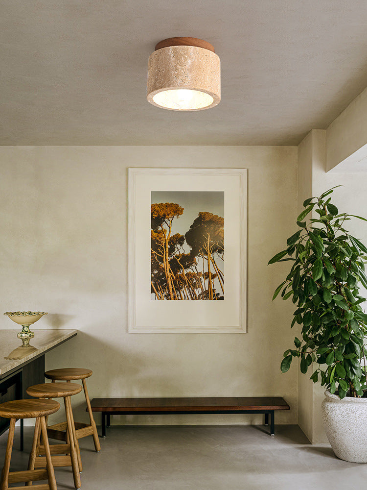 Japonais Wabi Sabi Style plafond clair Vintage jaune Cave Stone Mid Century ton crémeux S