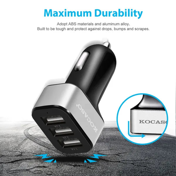 Chargeur de voiture USB 30W 5.5A 3 Adaptateur de chargeur de cigarette port USB