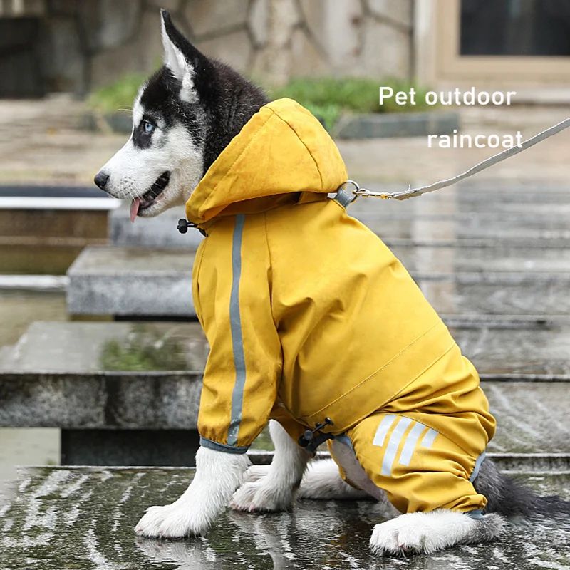 Imperméable imperméable à quatre pattes pour chiens Petit chien Vêtements de sortie Tractable Waterpr