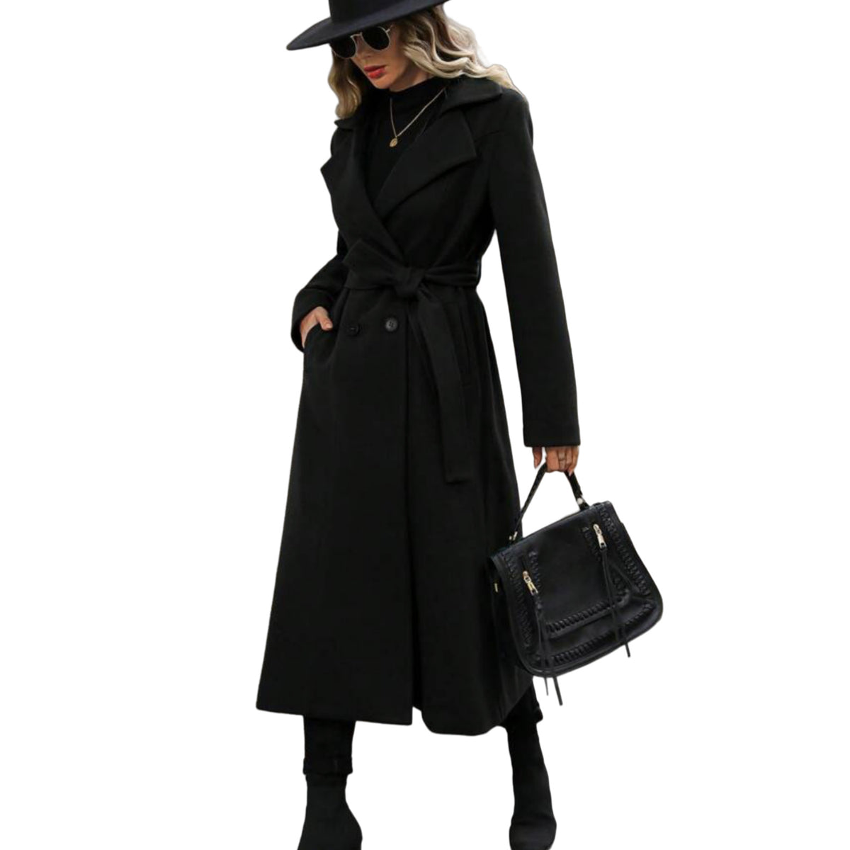 Manteau de laine Lapel d'arrivée avec cravate et double-brassed Design