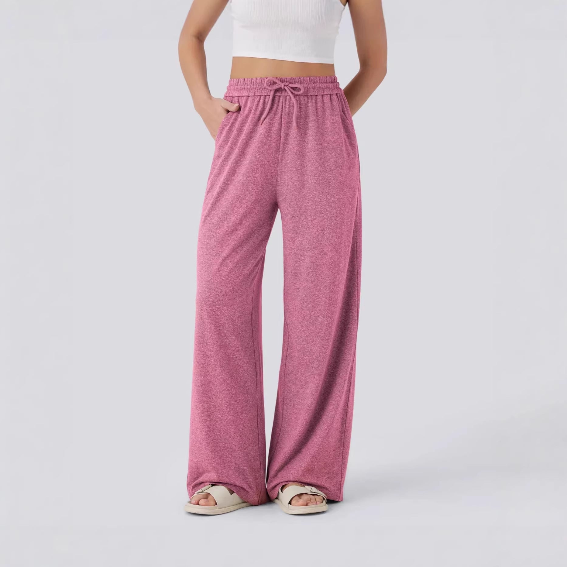 Pantalons à jambes droites pour femmes Solide-couleur