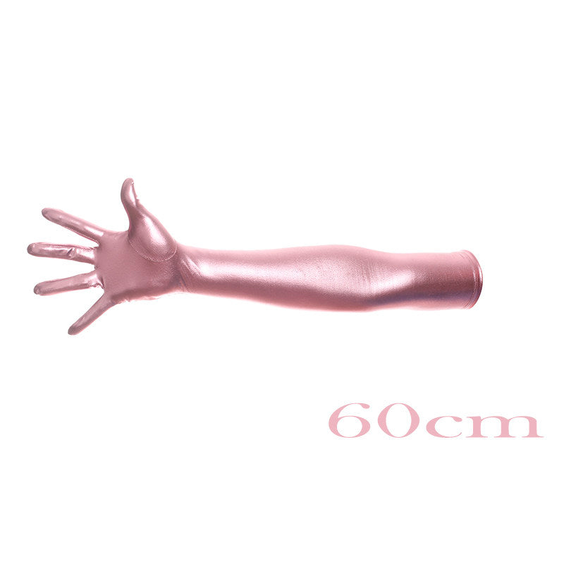 Gants d'estampage et de déguisement de long en or brillant