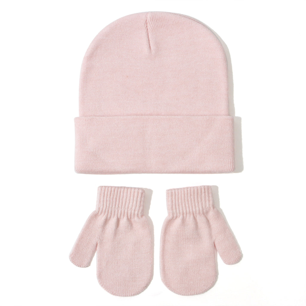 Gants de chapeau tricoté pour bébé en couleur unique