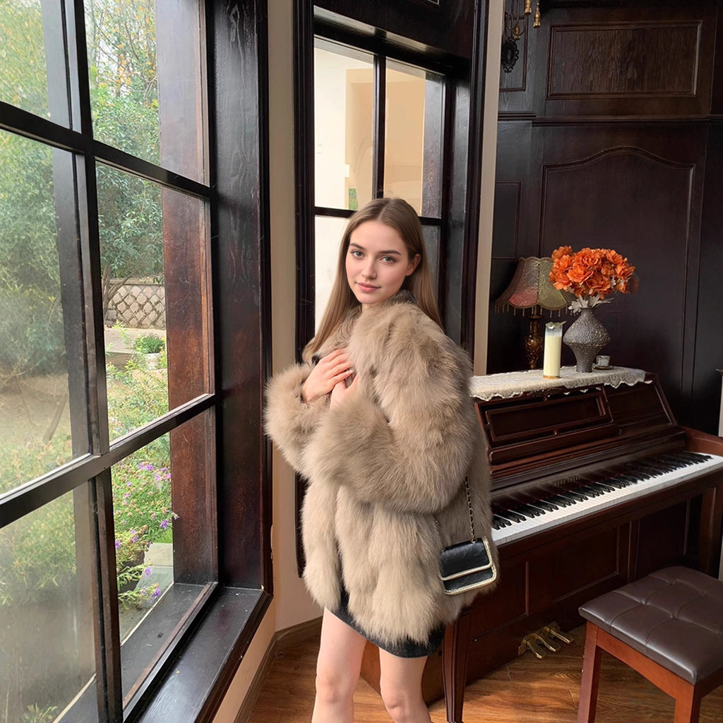 Manteau de style fourrure Fox Eco Friendly Faux Fur Overcoat