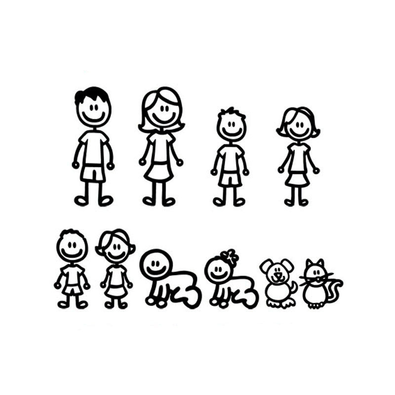Stickers Voiture Cartoon Grande Famille Drôle