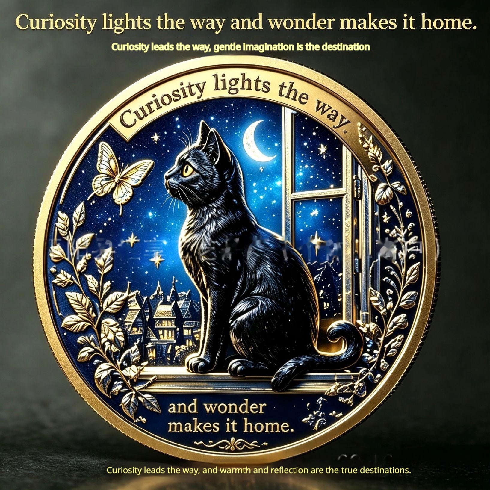 Mystère Black Cat Lunar Phase Relief collectible Commemorative Coin