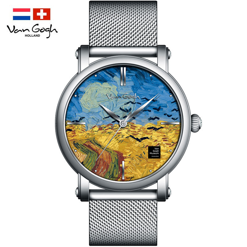 Van Gogh Wheatfield avec Crows Series Montre Quartz pour Femme