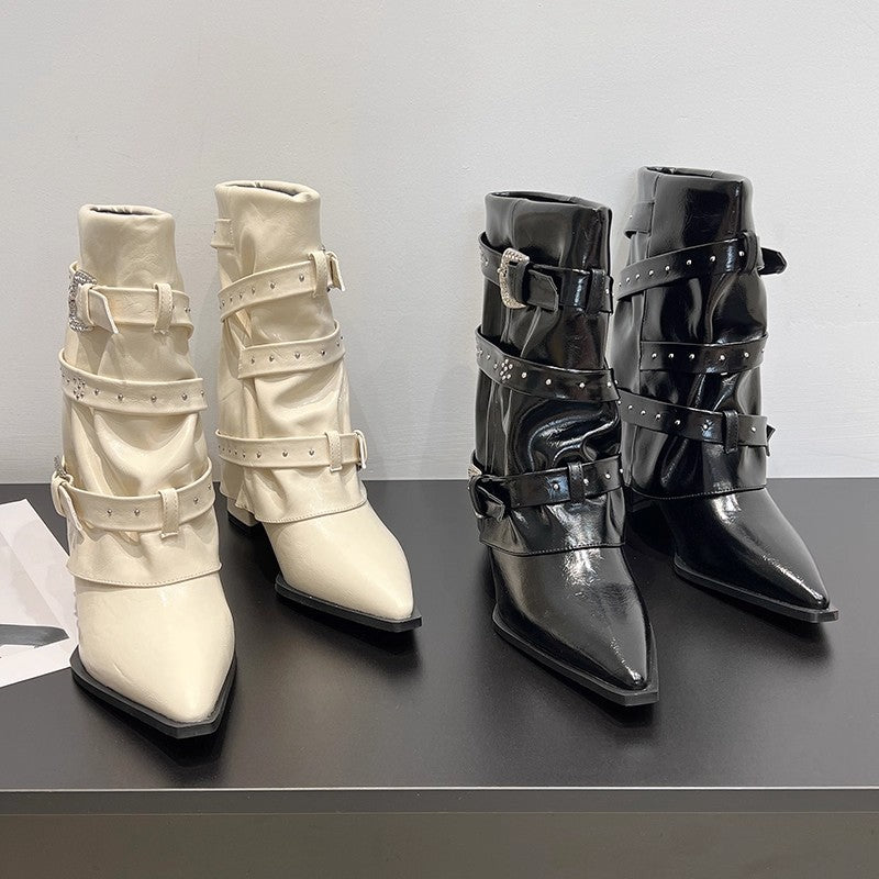 Women's Fashion Versatile Pointed High-Heeled Toe Boots