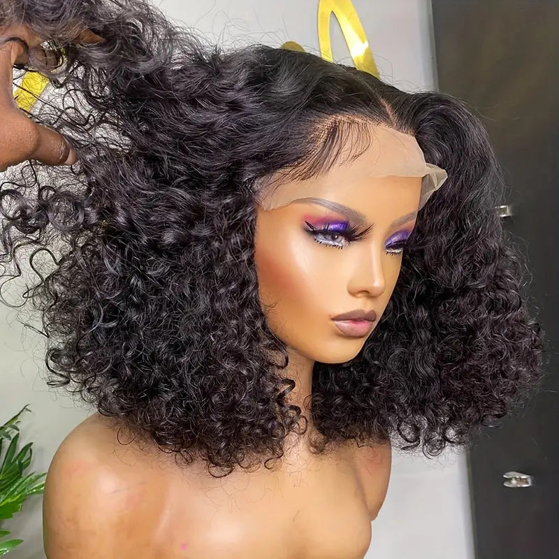 Cheveux humains devant Dentelle Bobo Double Drawn Water Wave BOB Perruque Commerce extérieur