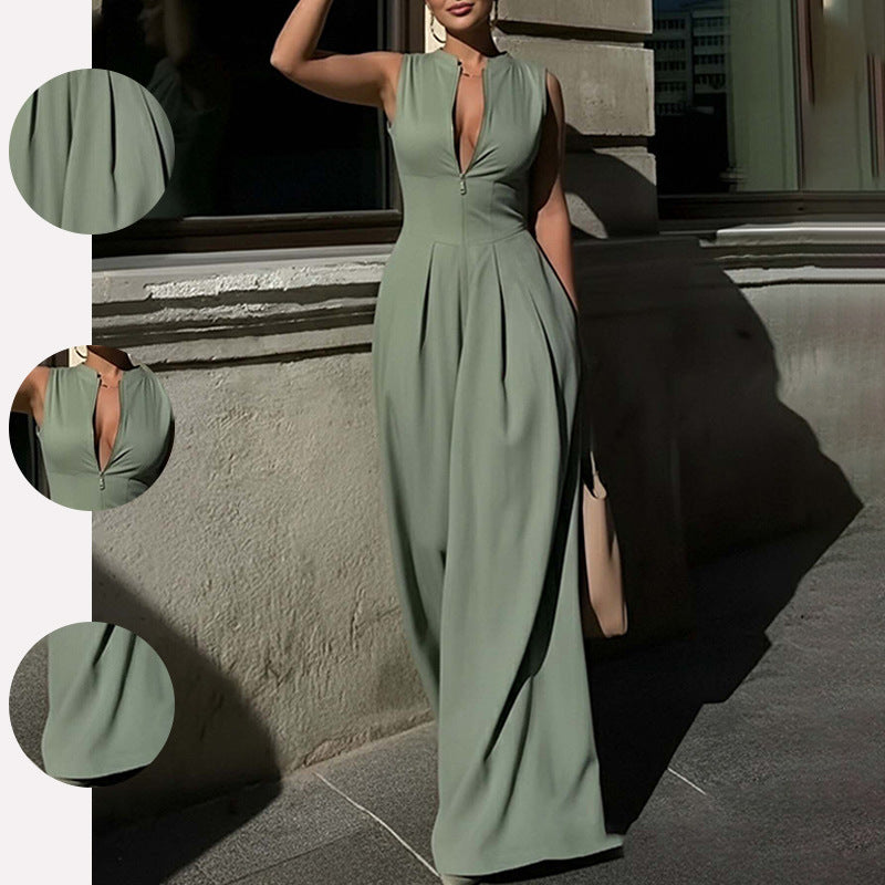 Vêtements de femmes d'été European and American Style Jumpsuit Mode Casual Solid Color Lo