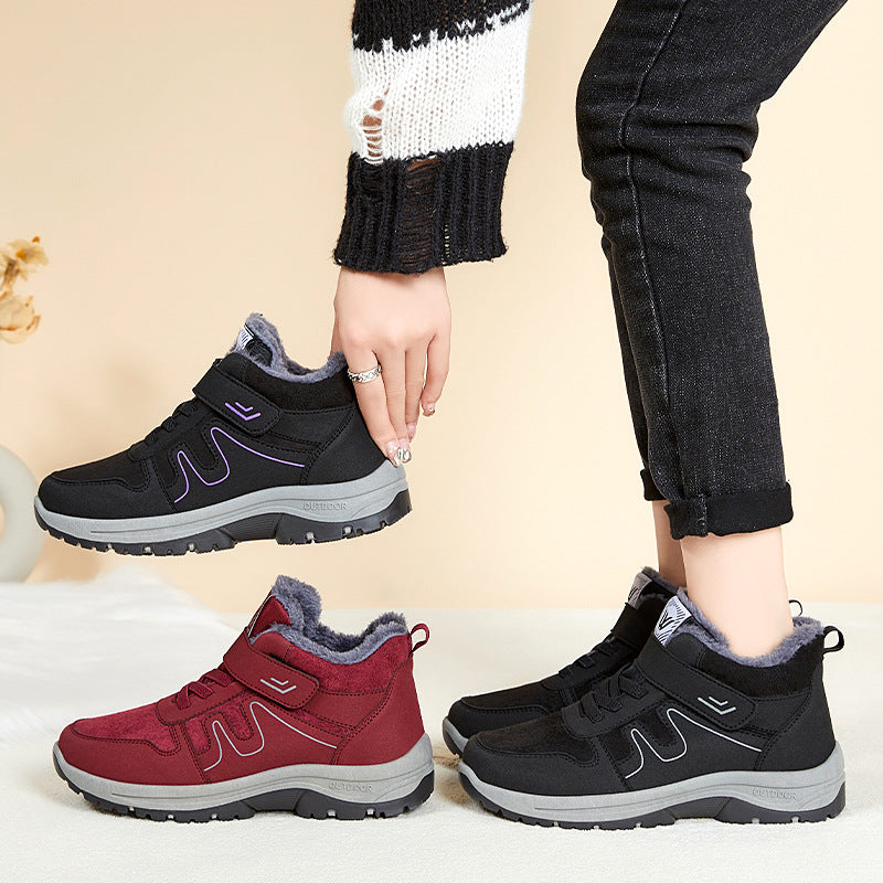 Femmes Bottes de coton avec velcro pour l'hiver sur terrain neigeux