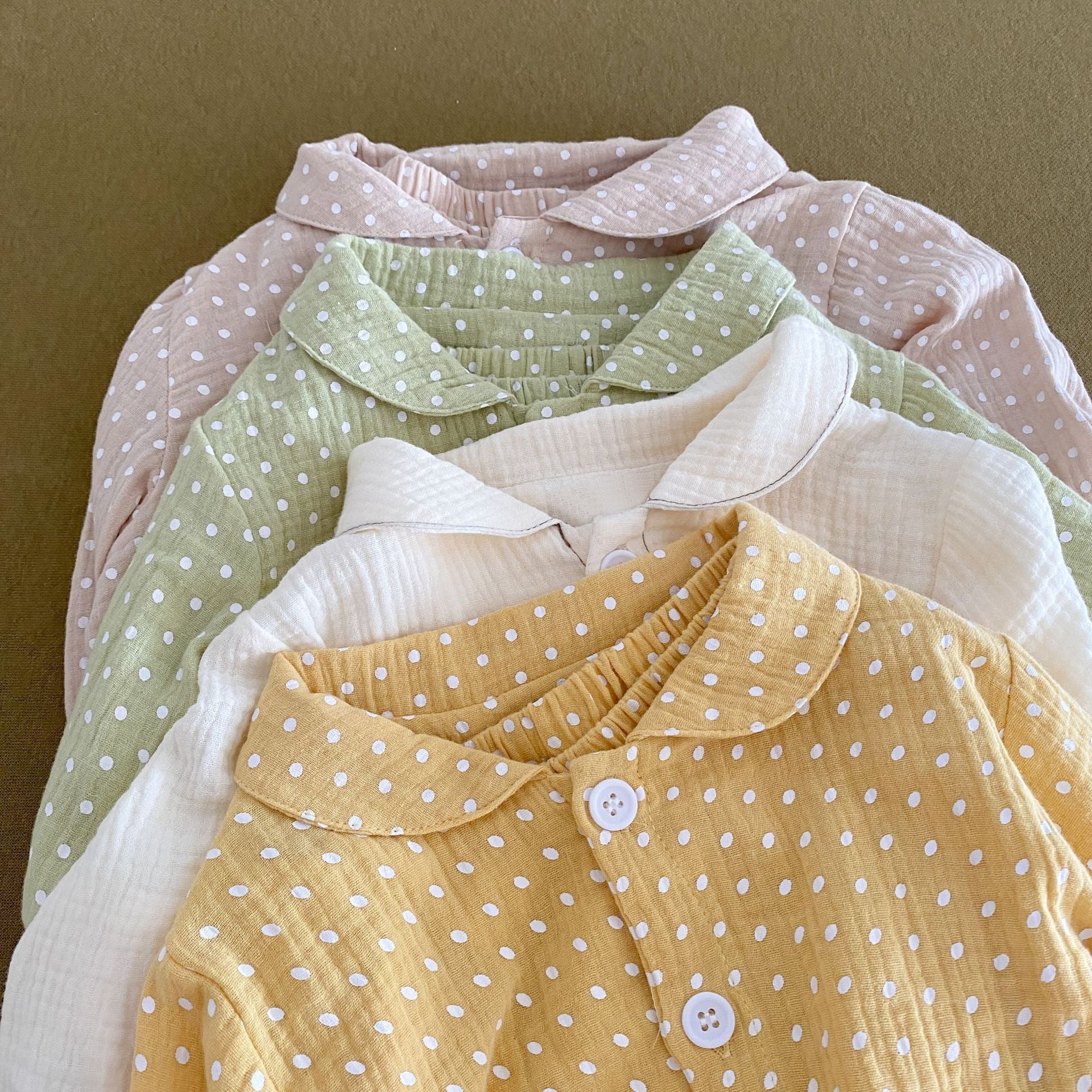 Pyjama pour enfants Cotton Gauze Polka Dot Longue Manches Deux pièces