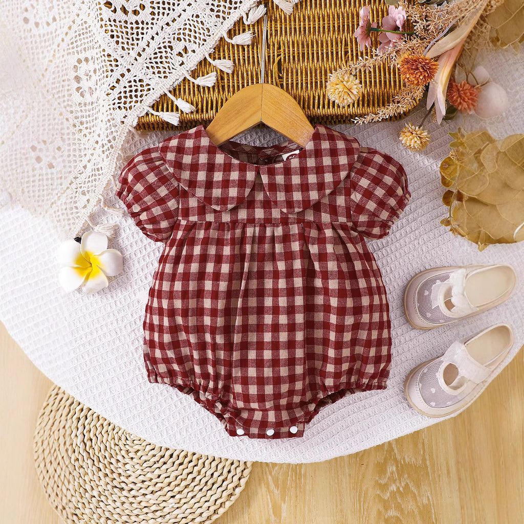 Filles Plaid Blouse d'été avec un collier turn-down pour les bébés
