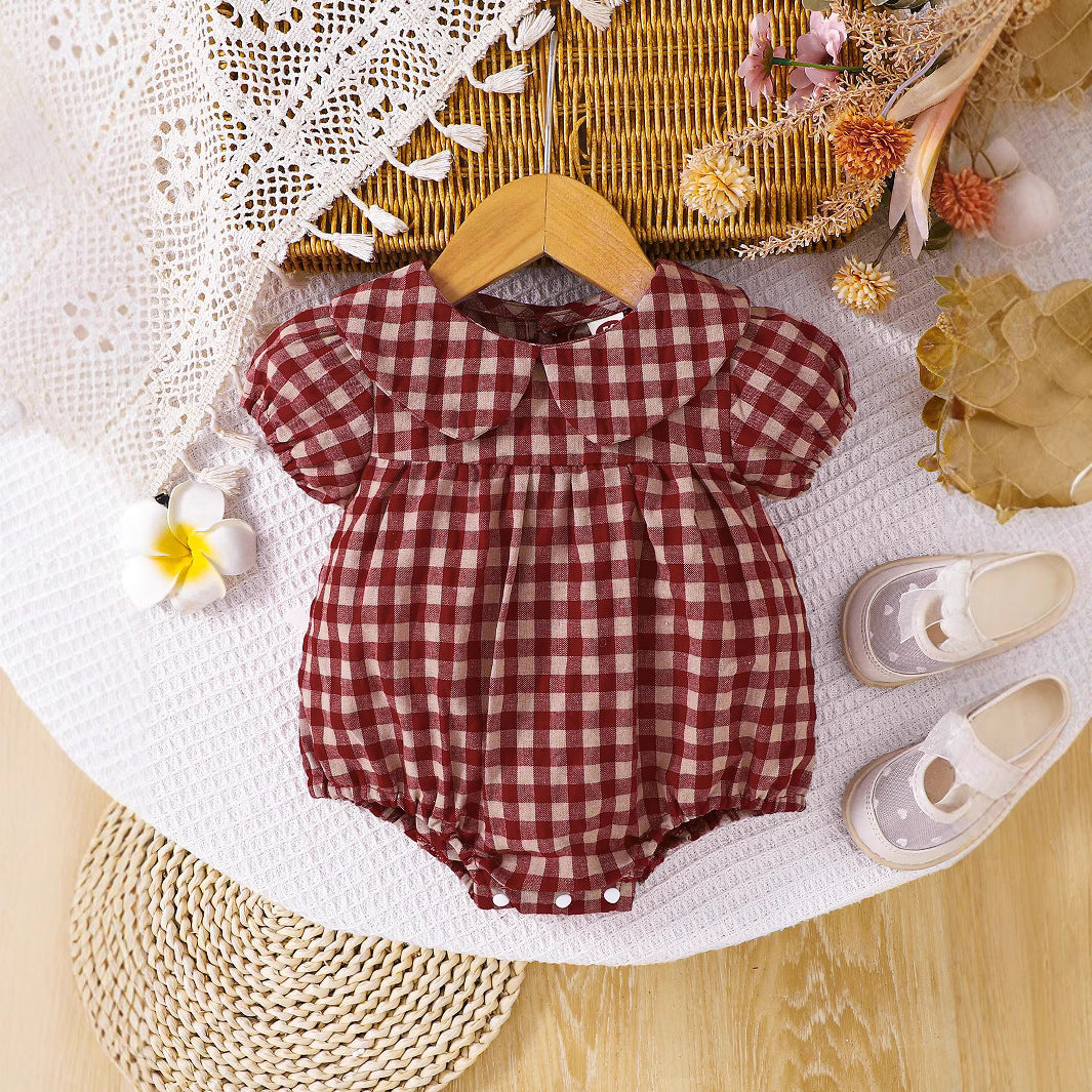 Filles Plaid Blouse d'été avec un collier turn-down pour les bébés