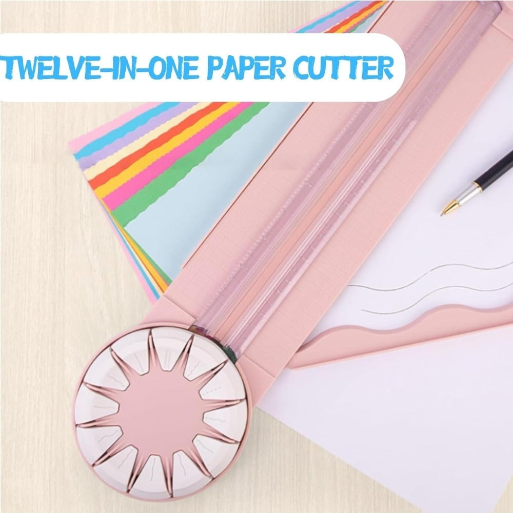 Cutter en papier rotatif 12-en-1 - Cutter à bord multifonctionnel pour scrapbooking & Photo Craft