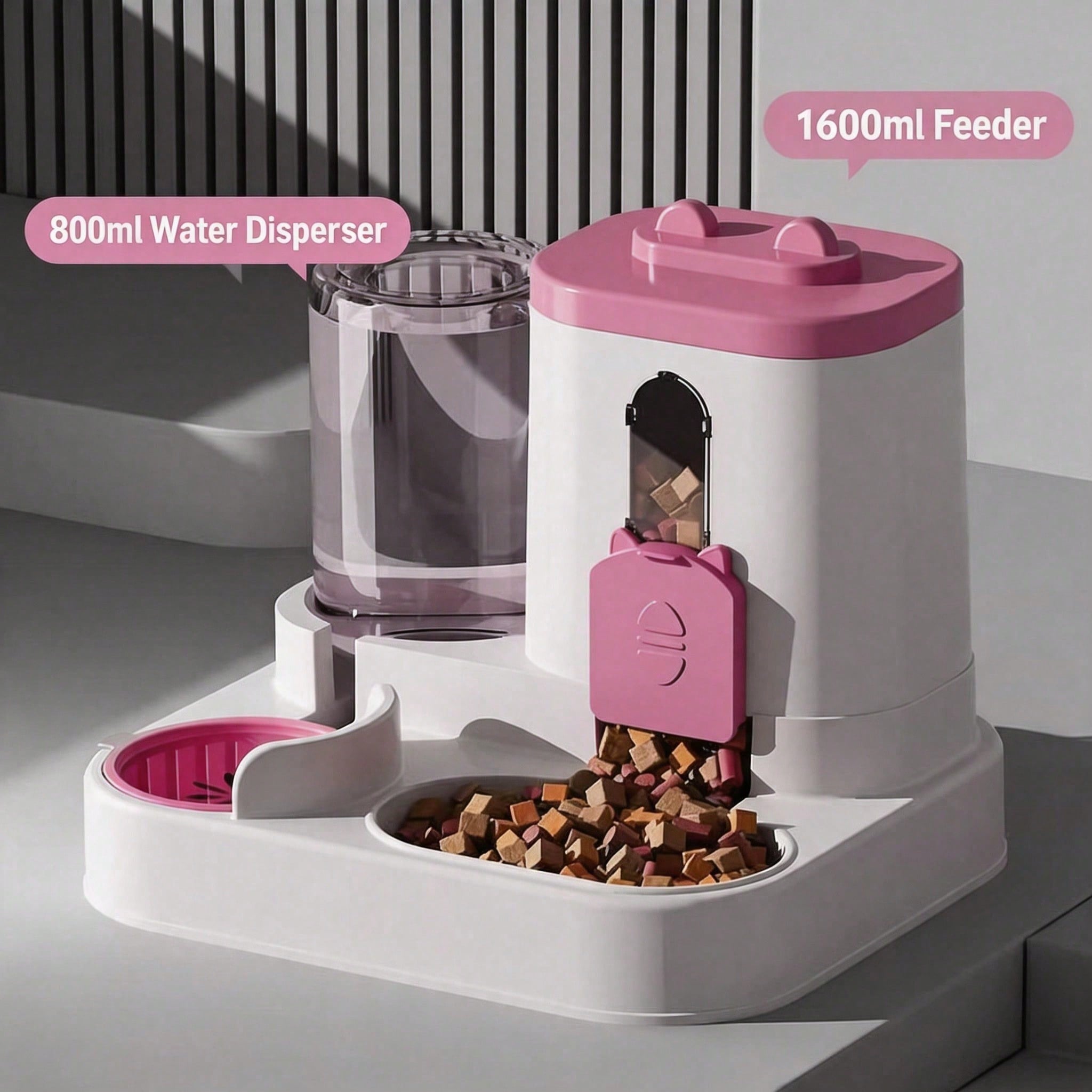 4 Couleurs Gravity Pet Feeder Distributeur d'eau Cute Cat Forme Automatique Food Water Bowl Larg