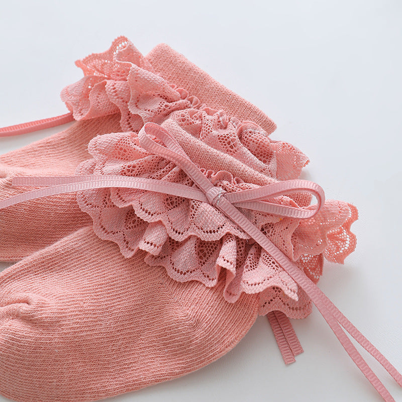 Bébé Enfants Princesse Chaussettes Dentelle Bow Filles Printemps