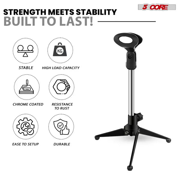 5 Core Mic Stand Tripod Universal Desktop Microphone Stand Table Support
