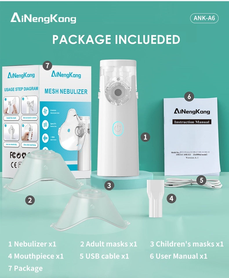 Commerce extérieur Ménage Portable Nebuliseur Micro-Mesh Comprimé Mute portatif Bilatéral B