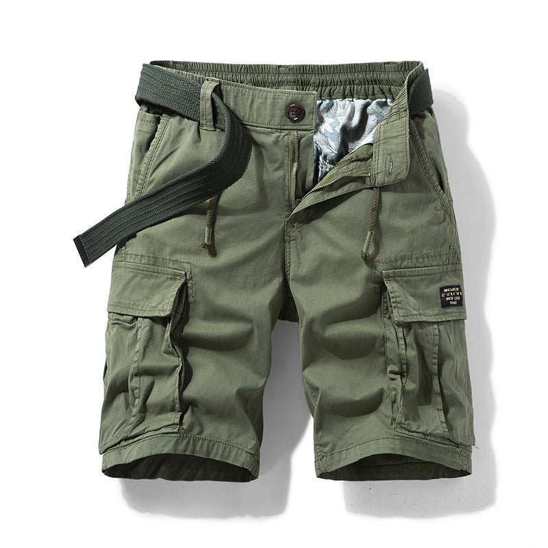 Army Green Cargo Shorts Homme d'été de style japonais Cityboy lourd pantalons occasionnels droite Vi