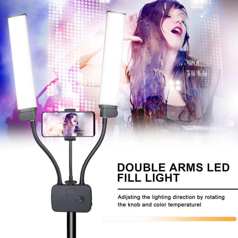 45W dimmable double bras LED lampe trépied stand Kit Video Studio Support de téléphone