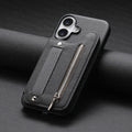 Etui de téléphone en cuir avec support et fermeture éclair