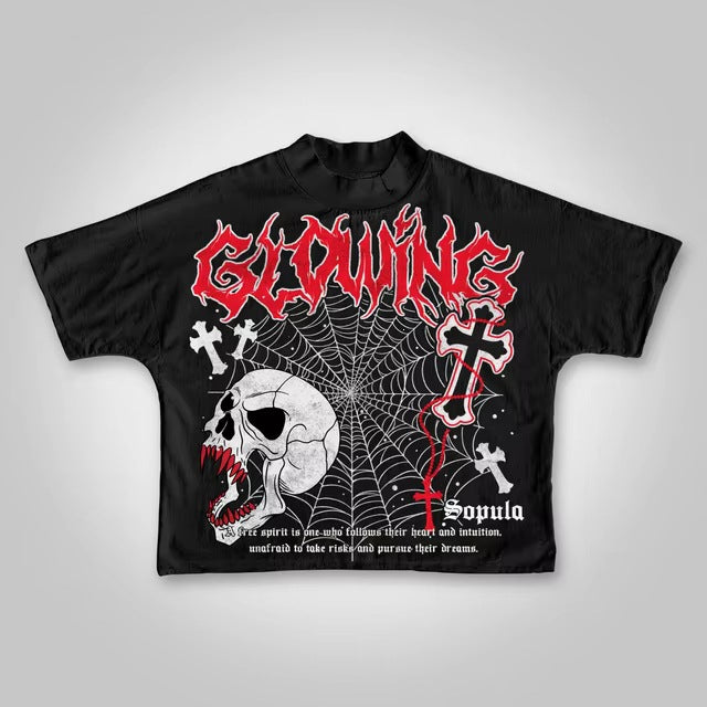 T-shirt imprimé en coton rétro pour hommes