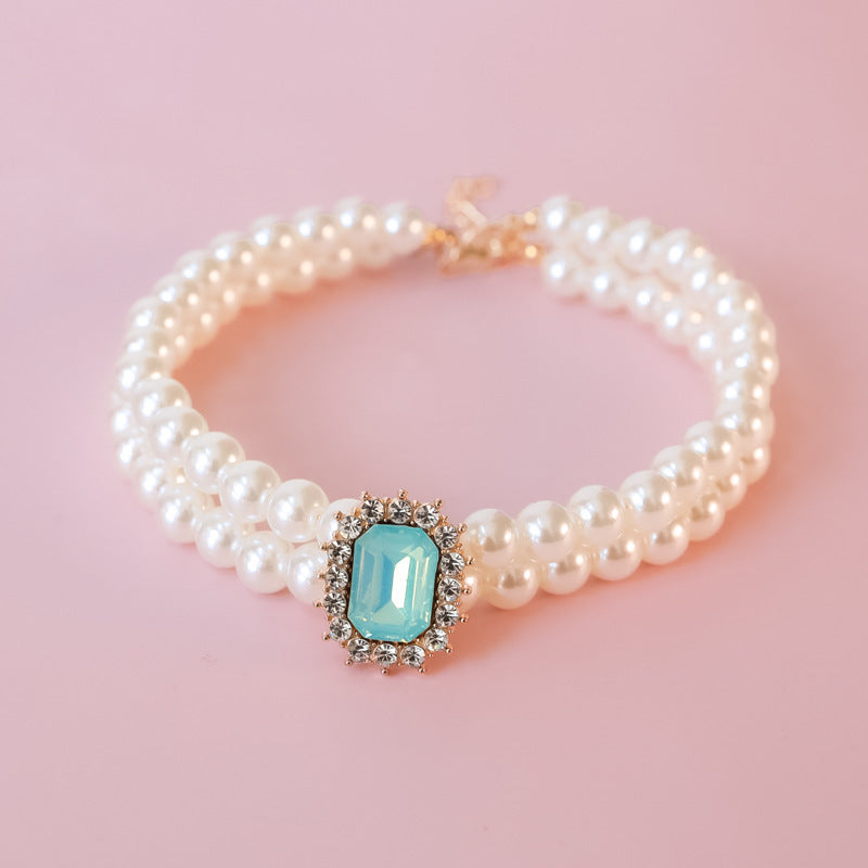 Perle Double brin de strass haut de gamme Lumineux bijoux accessoires pour chiens