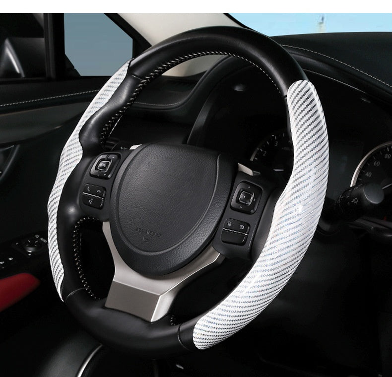 Car Carbon Fiber Pattern Glossy Car Steering Wheel Cover