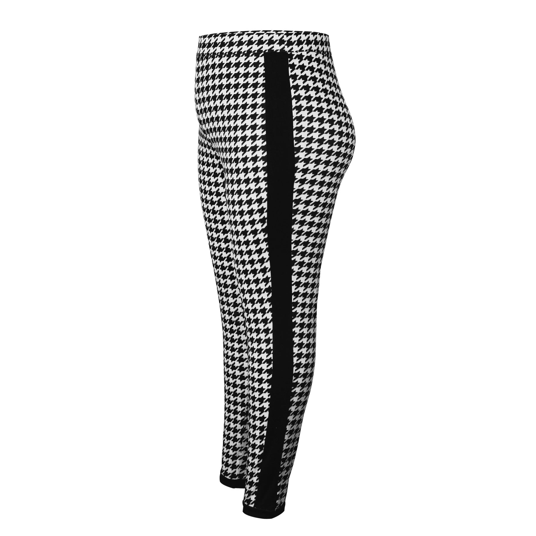 Pantalon imprimé Black Striped Patchwork Slim-fit Haute portée