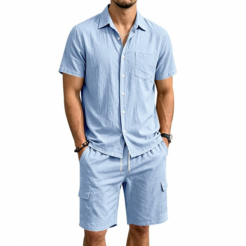 Hommes Linge de maison Chemise à manches courtes et ensemble de shorts de travail