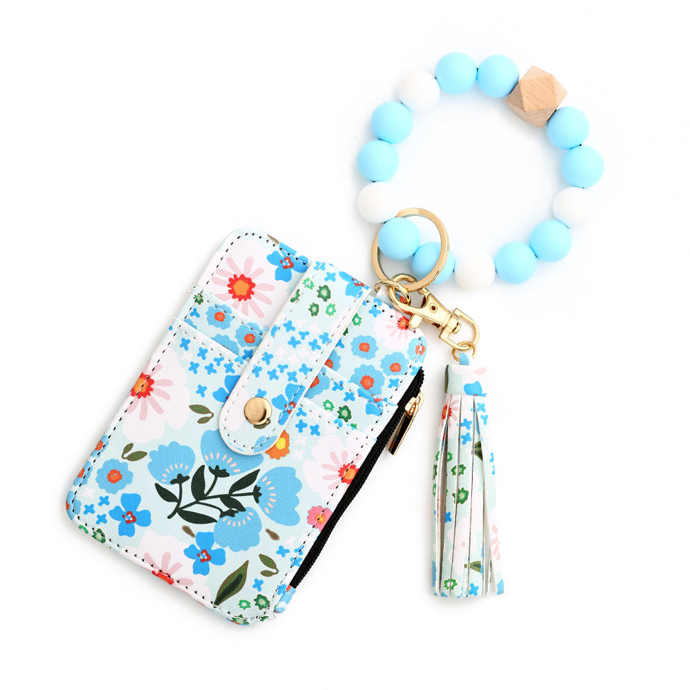 Sac de cartes en cuir imprimé floral pour femmes