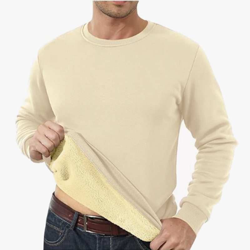 Amazon Autumn and Winter Sweatshirt Hommes Velvet Rond Col Solide Couleur Loose Thermal Unde