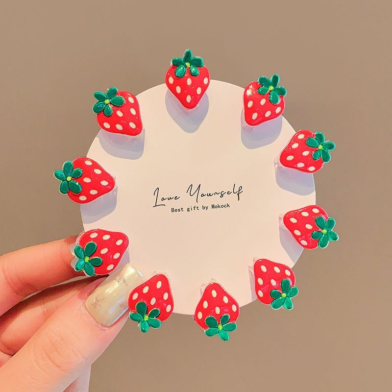 Cerise et fraise Mini Hair Clips Sweet Bang Clipsessentiels pour le lavage quotidien du visage