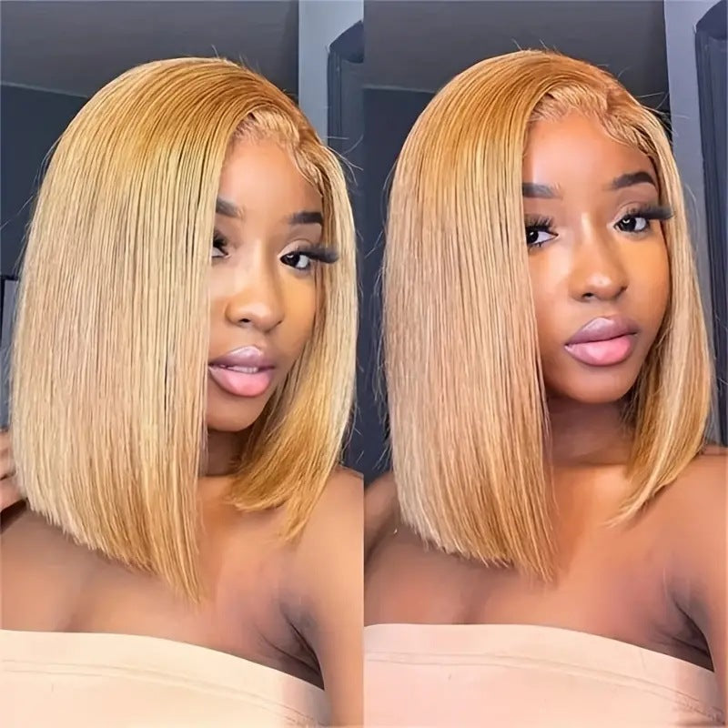 Shangqian Lace Trim Golden Middle Parted Bangs Perruque pleine tête