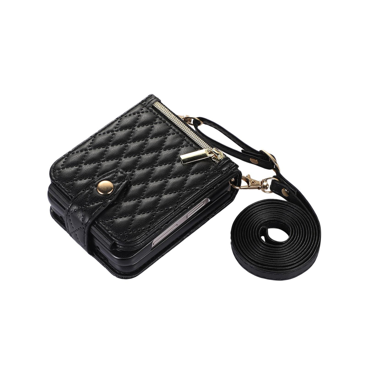Étui en cuir plongeant sur une épaule couverture de téléphone zipper sac Flip