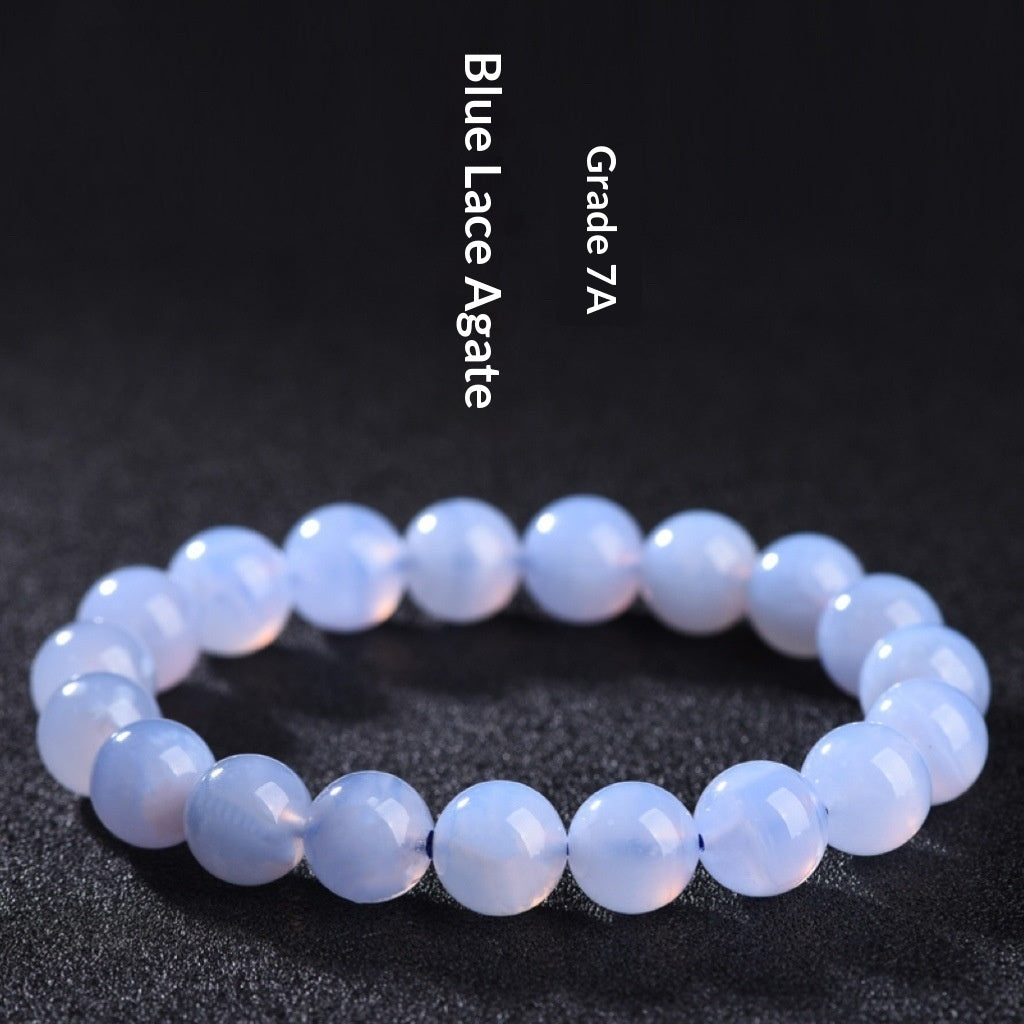 Bracelet d'agate 7A-grade naturel bleu-veiné