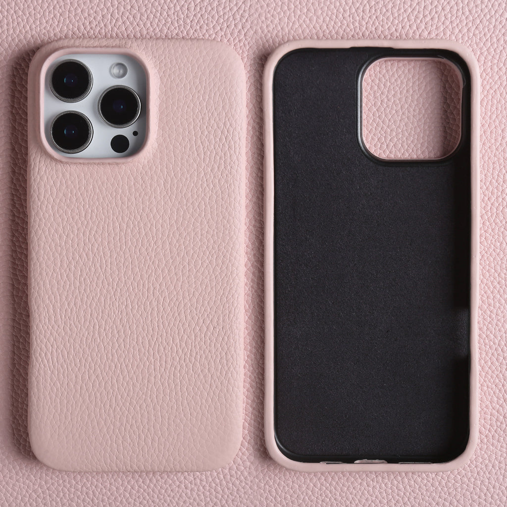 Étui de téléphone en cuir véritable Lychee-pattern