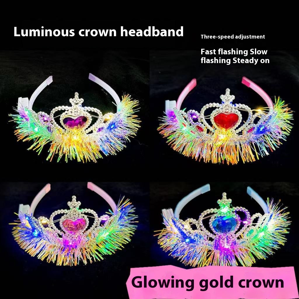 Lumineux Or Silk Princess Crown Sliding Dented Children Clip Headband Accessoires