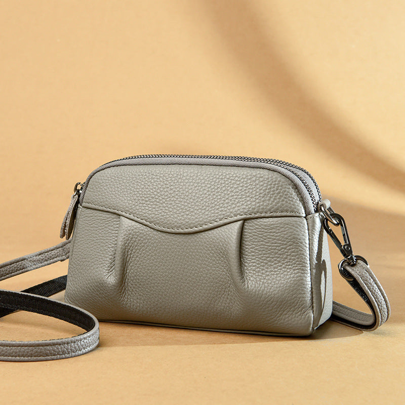 Sac multi-poches en cuir véritable pour femmes