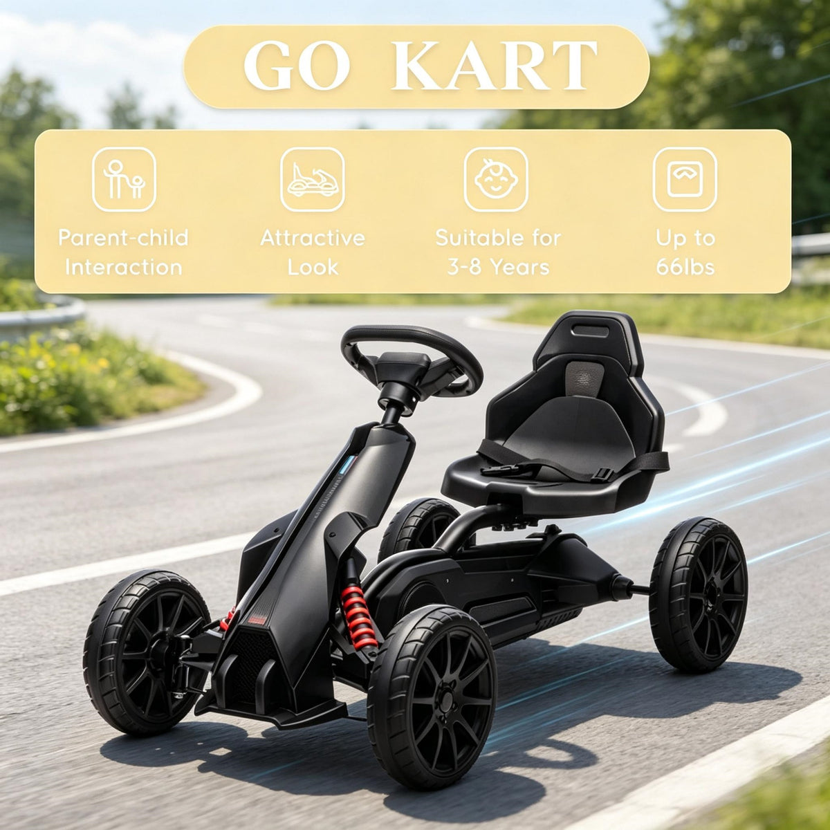 Kart de pédale pour enfants noirs