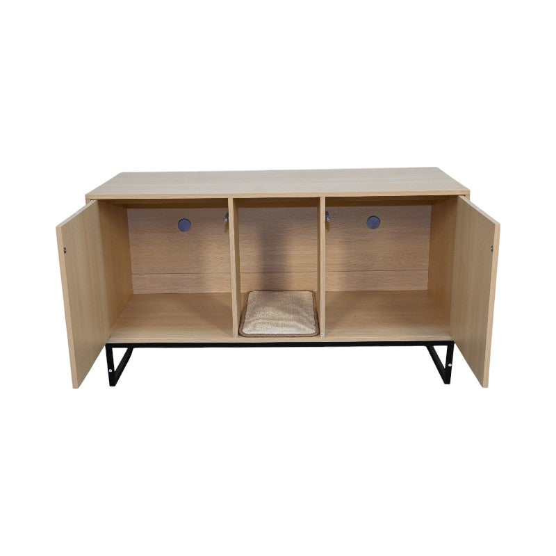 Maison de chat en bois moderne avec tapis de raclage - 47.64" x 21.46" x 25.98"