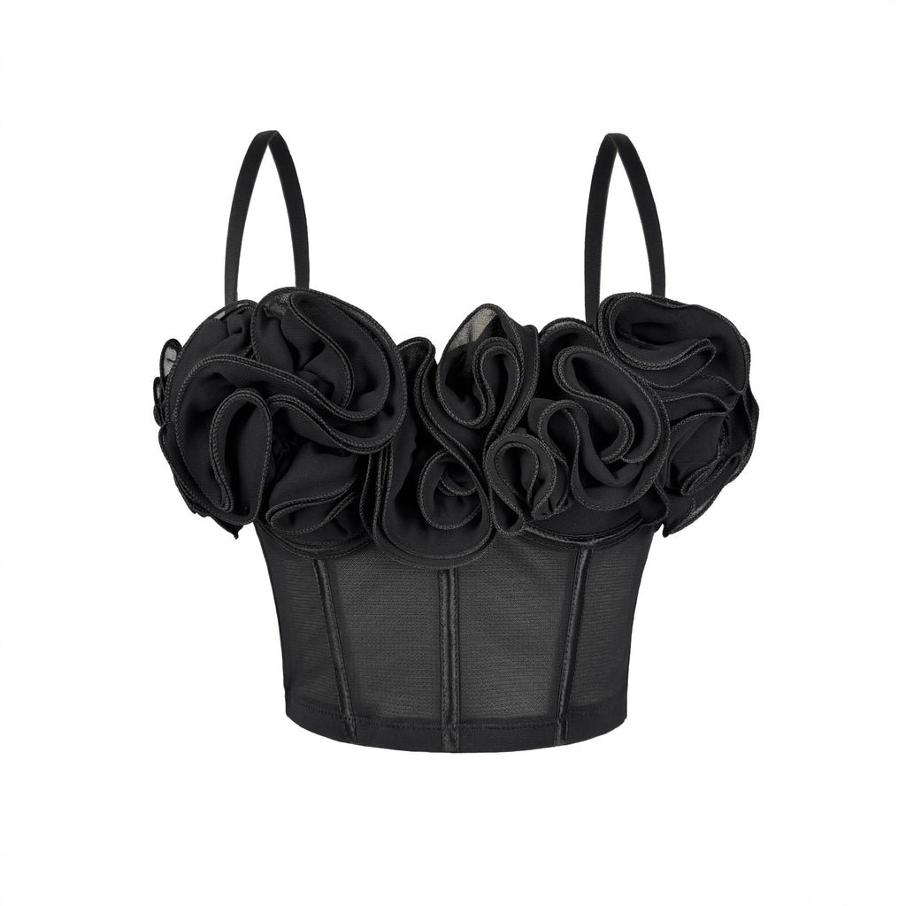 Trois-Dimensionnelle Flower Fishbone Bra Pure Desire Tube Top Mesh Breathable Inner Fishbone