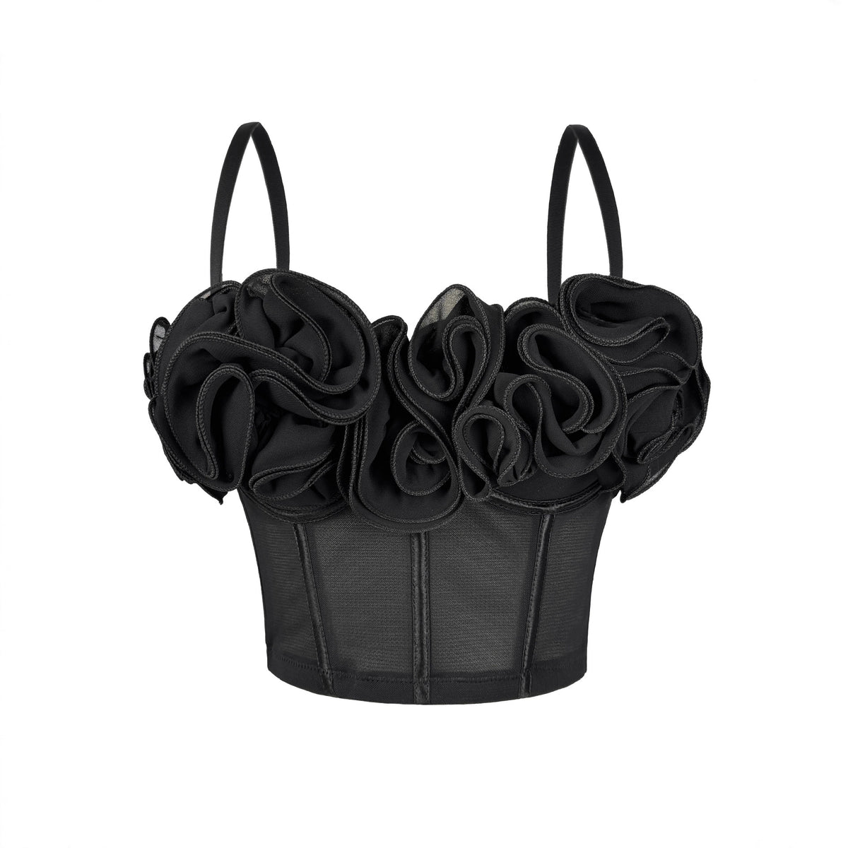 Trois-Dimensionnelle Flower Fishbone Bra Pure Desire Tube Top Mesh Breathable Inner Fishbone